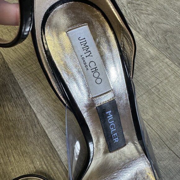 Jimmy Choo x Mugler Crystal Ball Ankle Strap Heels – Clear PVC / Rhinestone - Picture 8 of 9